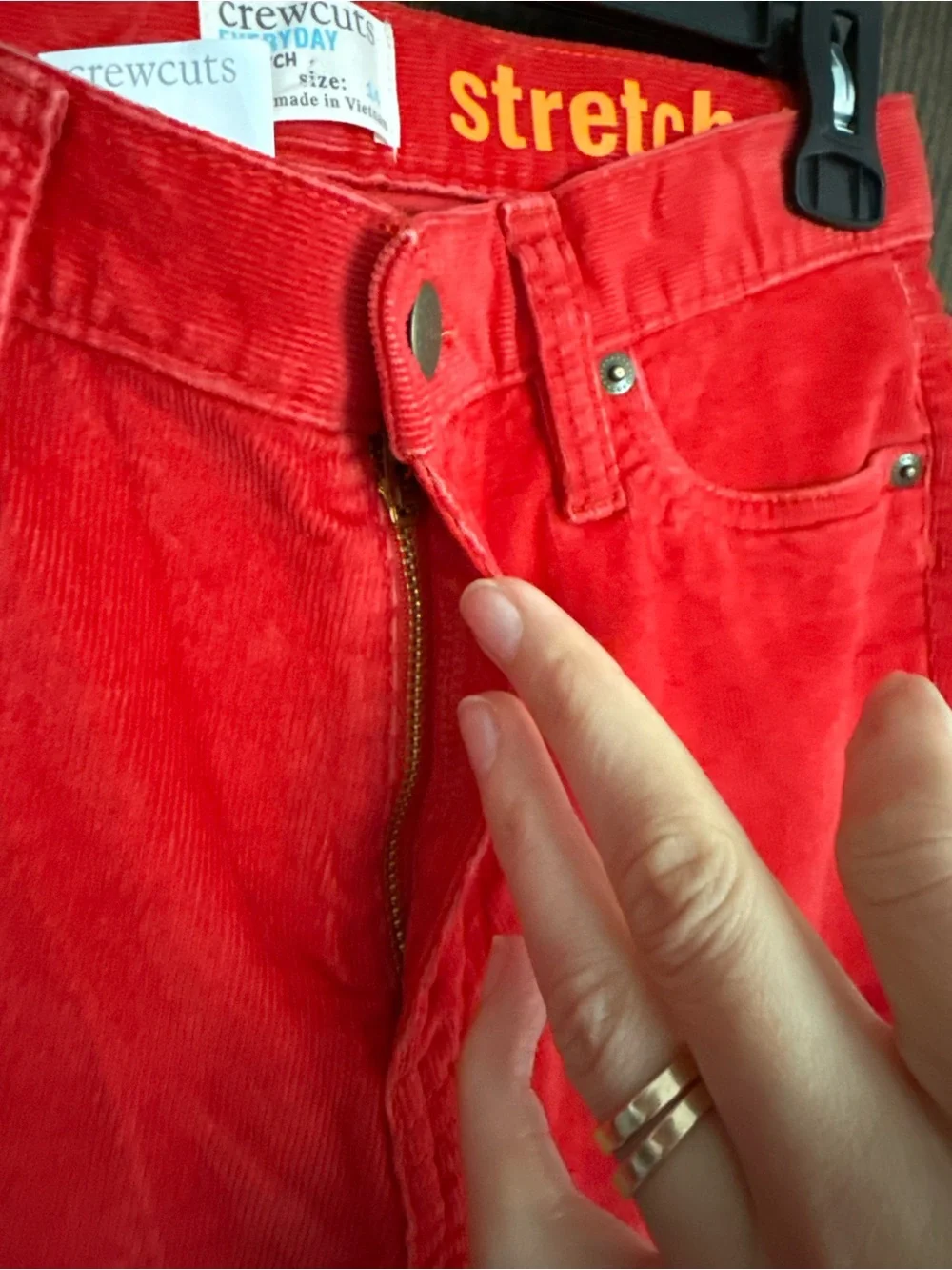 Crewcuts Bright Tomato Red Corduroy Kids Jeans Size 14 NWT